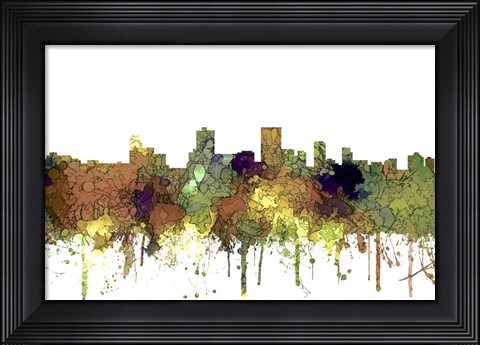 Framed Anchorage Alaska Skyline - Safari Buff Print