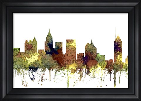 Framed Atlanta Georgia Skyline - Safari Buff Print