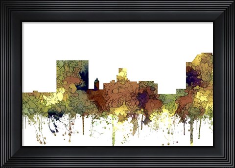 Framed Augusta Georgia Skyline - Safari Buff Print