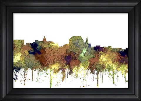 Framed Augusta Maine Skyline - Safari Buff Print