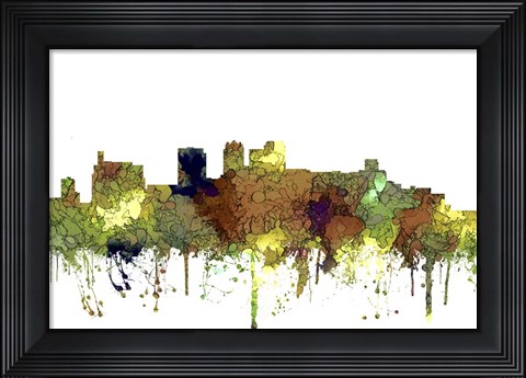 Framed Birmingham Alabama Skyline - Safari Buff Print