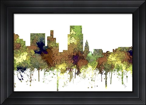 Framed Boise Idaho Skyline - Safari Buff Print