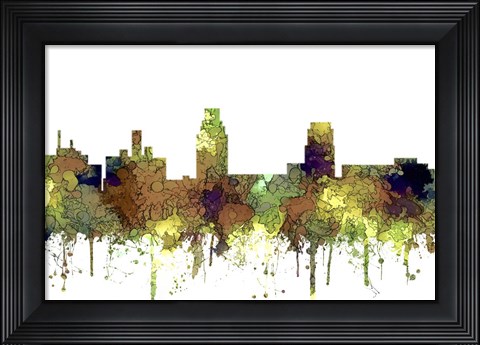 Framed Camden New Jersey Skyline - Safari Buff Print