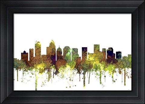 Framed Charlotte Nc Skyline - Safari Buff Print