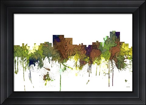 Framed Chatanooga Tennessee Skyline - Safari Buff Print