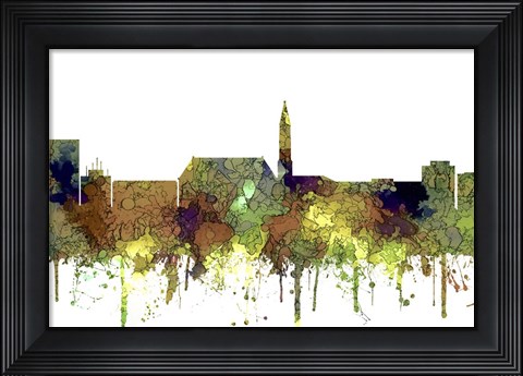 Framed Cheyenne Wyoming Skyline - Safari Buff Print