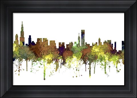 Framed Chicago Illinois Skyline - Safari Buff Print