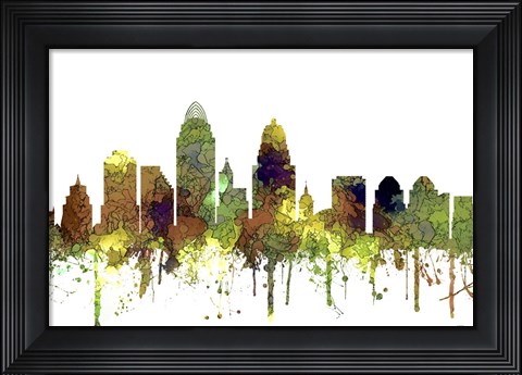 Framed Cincinnati Ohio Skyline - Safari Buff Print