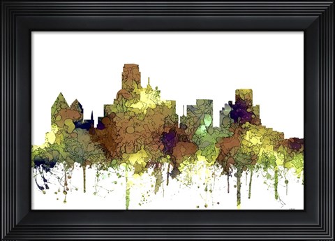 Framed Dallas Texas Skyline - Safari Buff Print