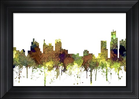 Framed Detroit Michigan Skyline - Safari Buff Print