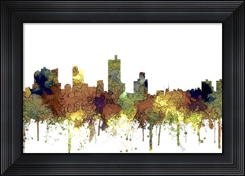 Framed Fort Worth Texas  Skyline - Safari Buff Print