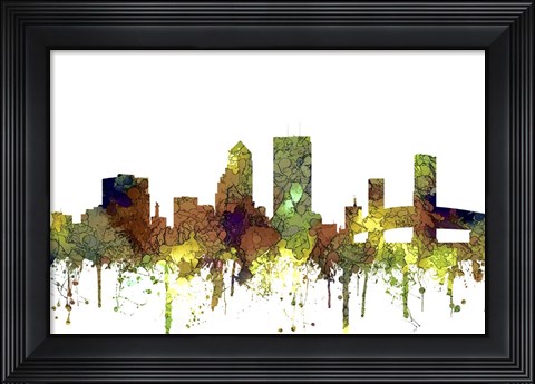 Framed Jacksonville Florida Skyline - Safari Buff Print