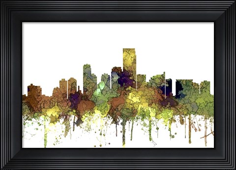 Framed Jersey City New Jersey Skyline - Safari Buff Print