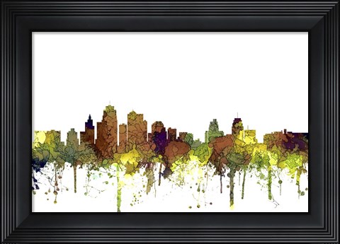 Framed Kansas City Missouri Skyline - Safari Buff Print