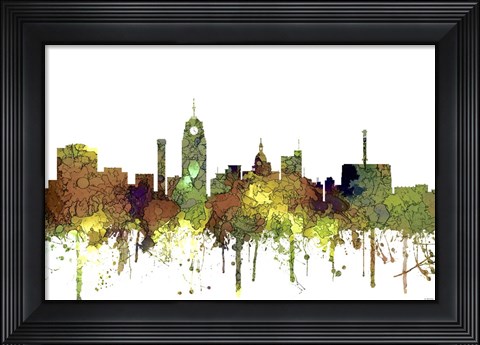 Framed Lansing Michigan Skylines Safari Buff Print