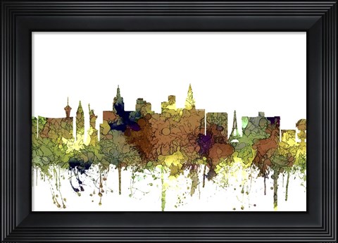 Framed Las Vegas Nevada Skyline 2 - Safari Buff Print