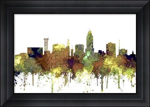 Framed Lincoln Nebraska  Skyline - Safari Buff Print