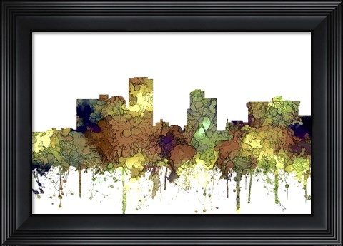 Framed Little Rock Arkansas Skyline - Safari Buff Print