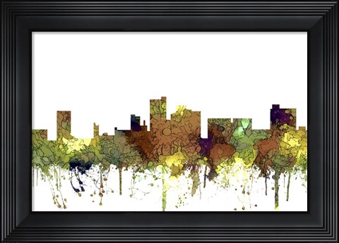 Framed Lubbock Texas Skyline - Safari Buff Print