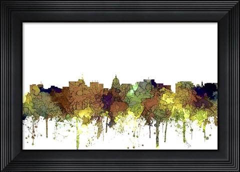 Framed Madison Wisconsin Skyline - Safari Buff Print