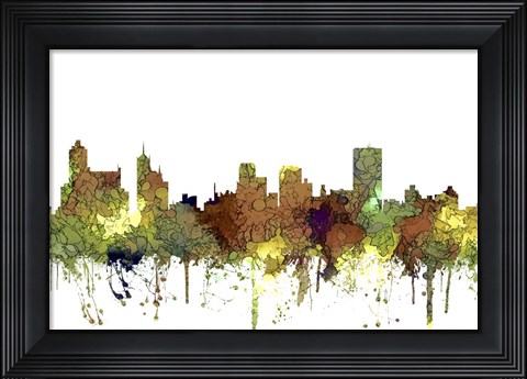 Framed Memphis Tennessee Skyline  Safari Buff Print