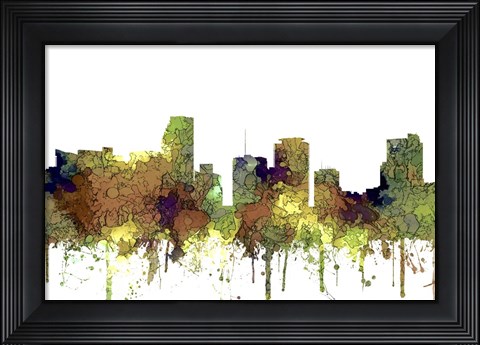 Framed Miami Florida Skylinesafari Buff Print