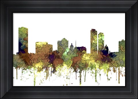 Framed Milwaukee Wisconsin Skyline - Safari Buff Print