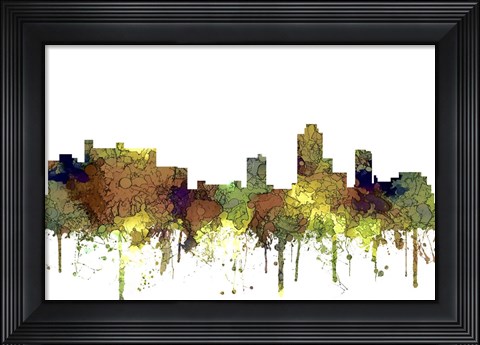 Framed New Brunswick New Jersey Skyline - Safari Buff Print