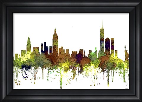 Framed New York NY - Safari Buff Print