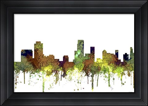 Framed Newark New Jersey Skyline - Safari Buff Print