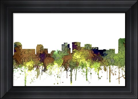 Framed Norfolk Virginia Skyline - Safari Buff Print