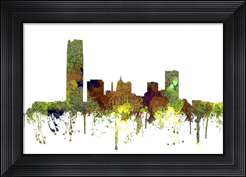 Framed Oklahoma City Oklahoma Skyline - Safari Buff Print
