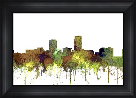 Framed Omaha Nebraska Skyline - Safari Buff Print
