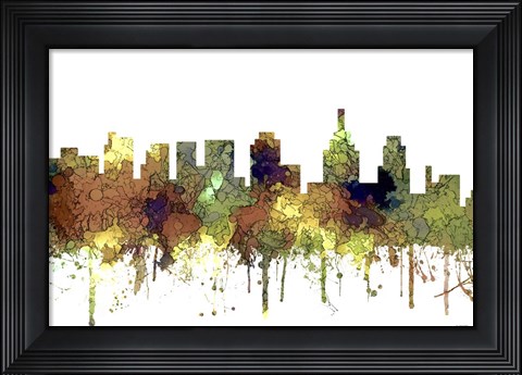 Framed Philadelphia Skyline-Sg-Safari Buff Print
