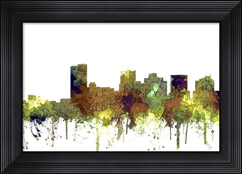 Framed Phoenix Arizona Skyline - Safari Buff Print