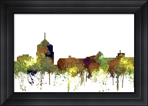 Framed Roanoke Virginia Skyline - Safari Buff Print