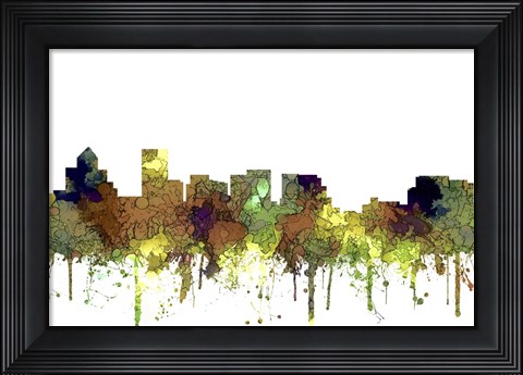Framed Salem Oregon Skyline - Safari Buff Print