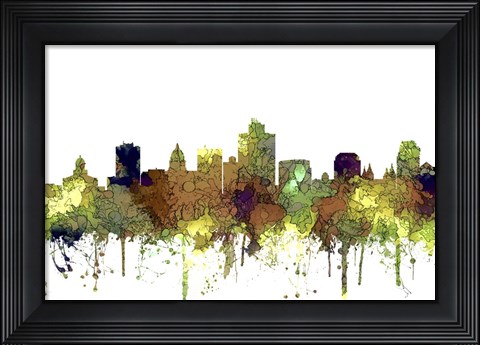 Framed Saltlake City Utah Skyline - Safari Buff Print