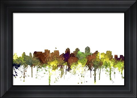 Framed San Diego California Skyline - Safari Buff Print