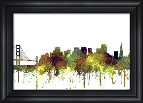 Framed San Francisco California Skyline - Safari Buff Print