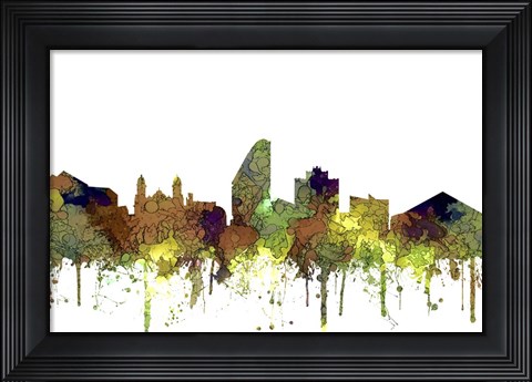 Framed San Jose California Skyline - Safari Buff Print