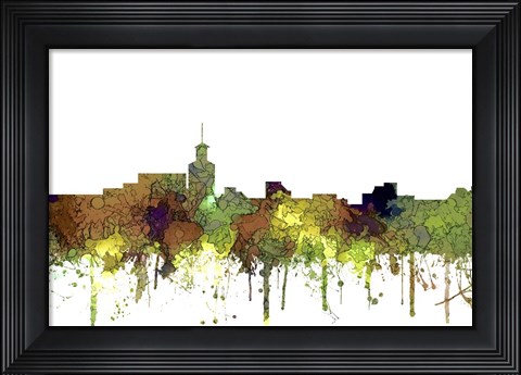 Framed Santa Fe New Mexico Skyline - Safari Buff Print