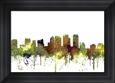 Framed Tampa Florida Skyline - Safaro Buff Print