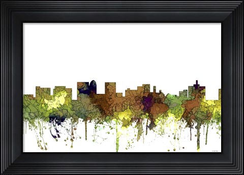 Framed Topeka Kansas Skyline - Safari Buff Print