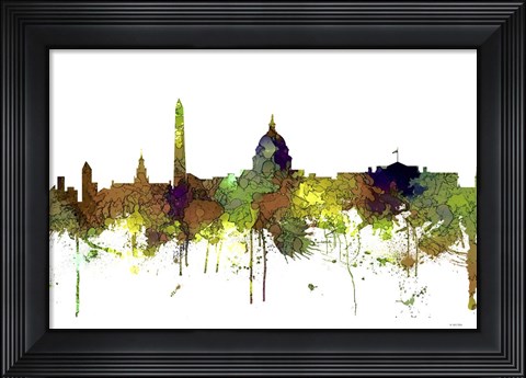 Framed Washington DC Skyline - Safari Buff Print