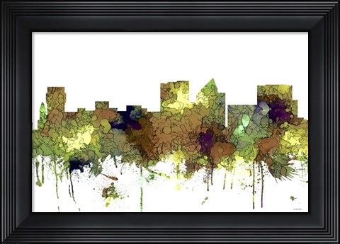 Framed Wichita Kansas Skyline - Safari Buff Print