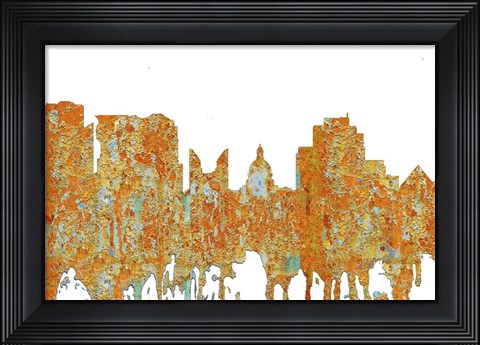 Framed Edmonton Alta Skyline - Rust Print