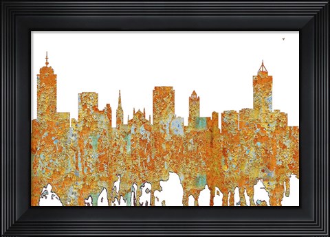 Framed Hamilton OntSkyline - Rust Print