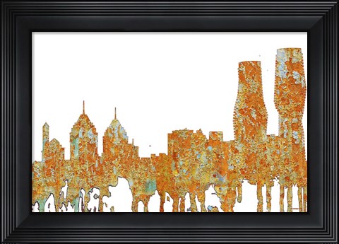 Framed Mississauga Ont Skyline - Rust Print