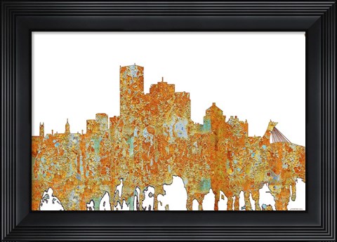 Framed Montreal Que Skyline - Rust Print